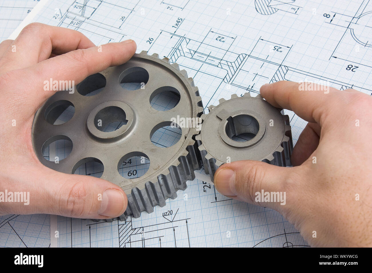 tools and mechanisms detail on the background of technical drawings ...