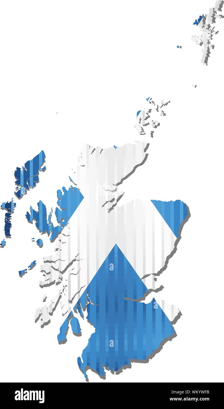 Shiny Grunge map of the Scotland - Illustration, Three Dimensional Map of Scotland Stock Vector 