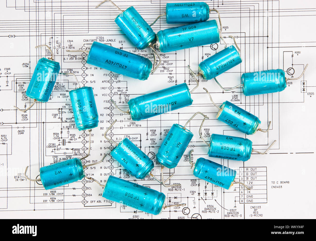 Radio components laid out on the electronic circuit Stock Photo - Alamy