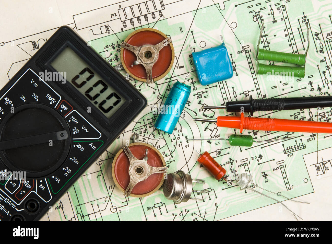 Radio components laid out on the electronic circuit Stock Photo - Alamy
