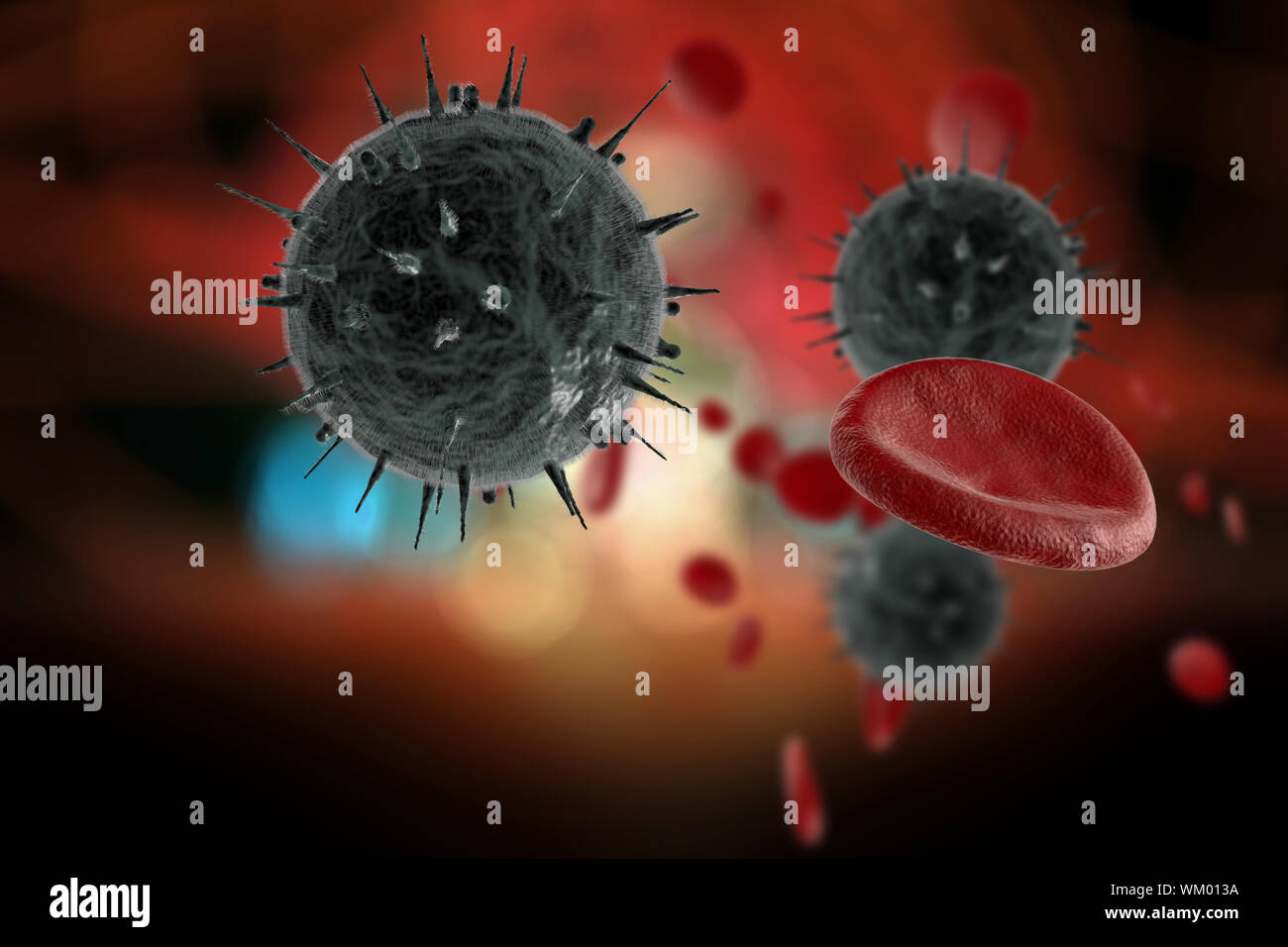 3D generated illustration of HIV Aids virus cells for medical science ...