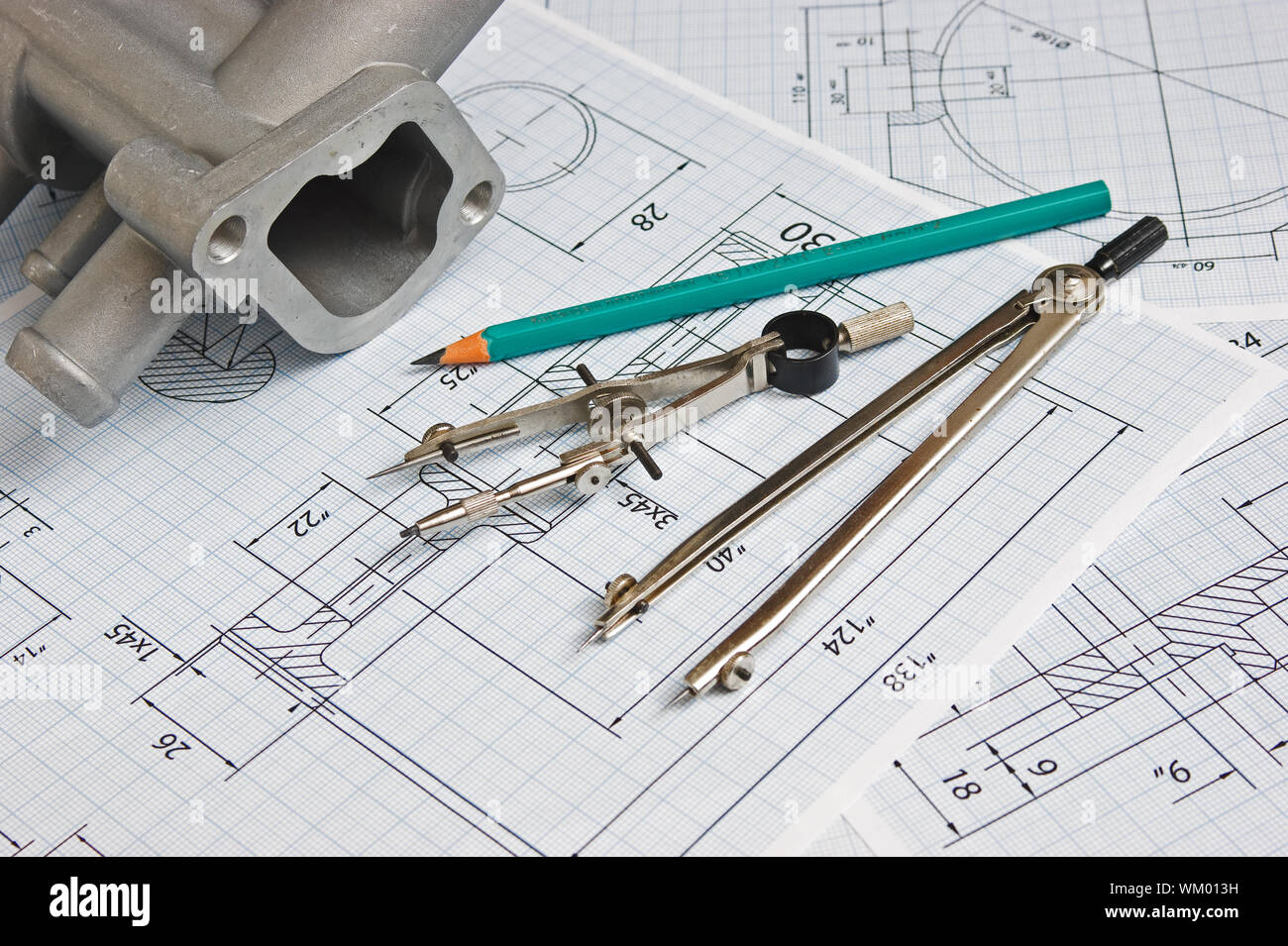 Mechanical Drawing Tools Bearing High Resolution Stock Photography and