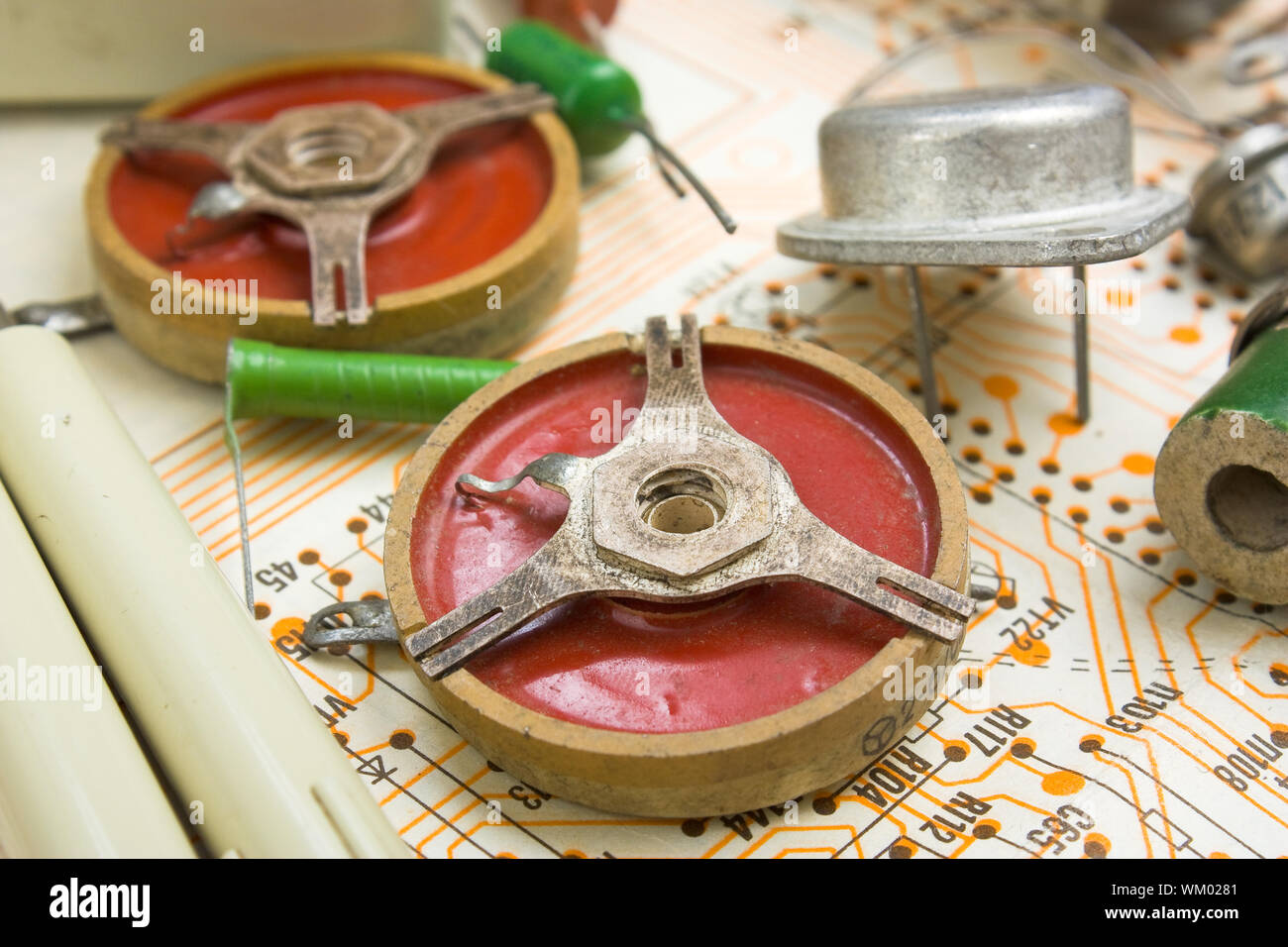 Radio components laid out on the electronic circuit Stock Photo - Alamy