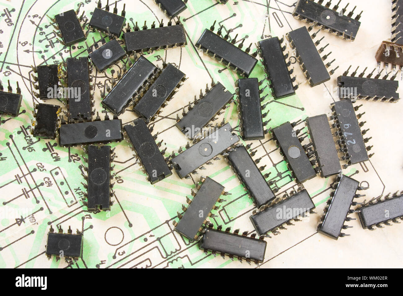 Radio components laid out on the electronic circuit Stock Photo - Alamy
