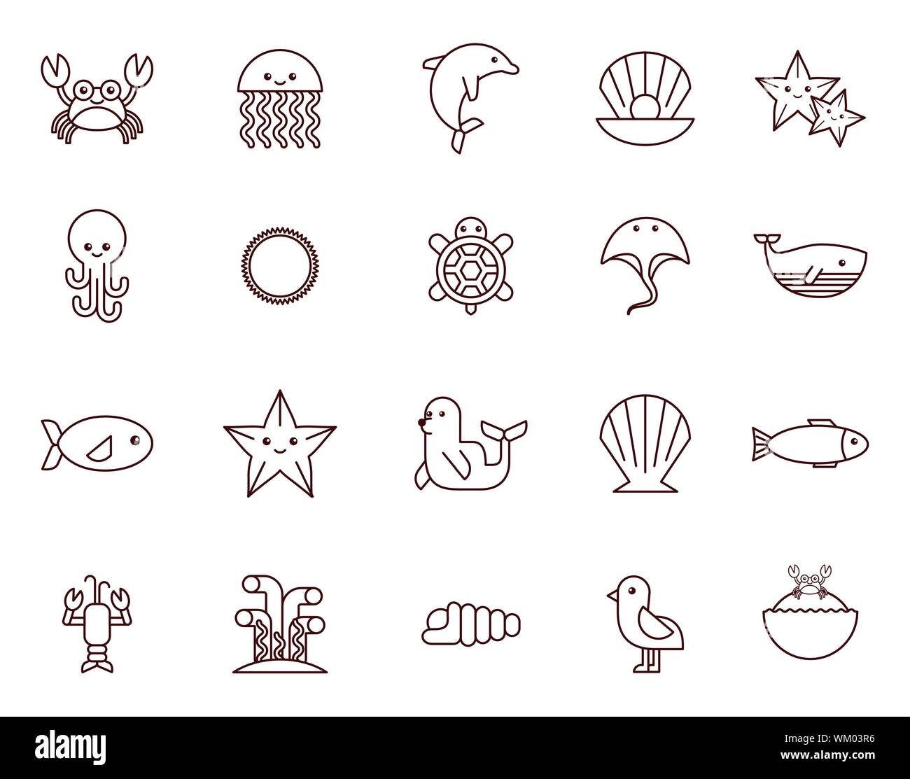 bundle of sea life animals icons Stock Vector Image & Art - Alamy