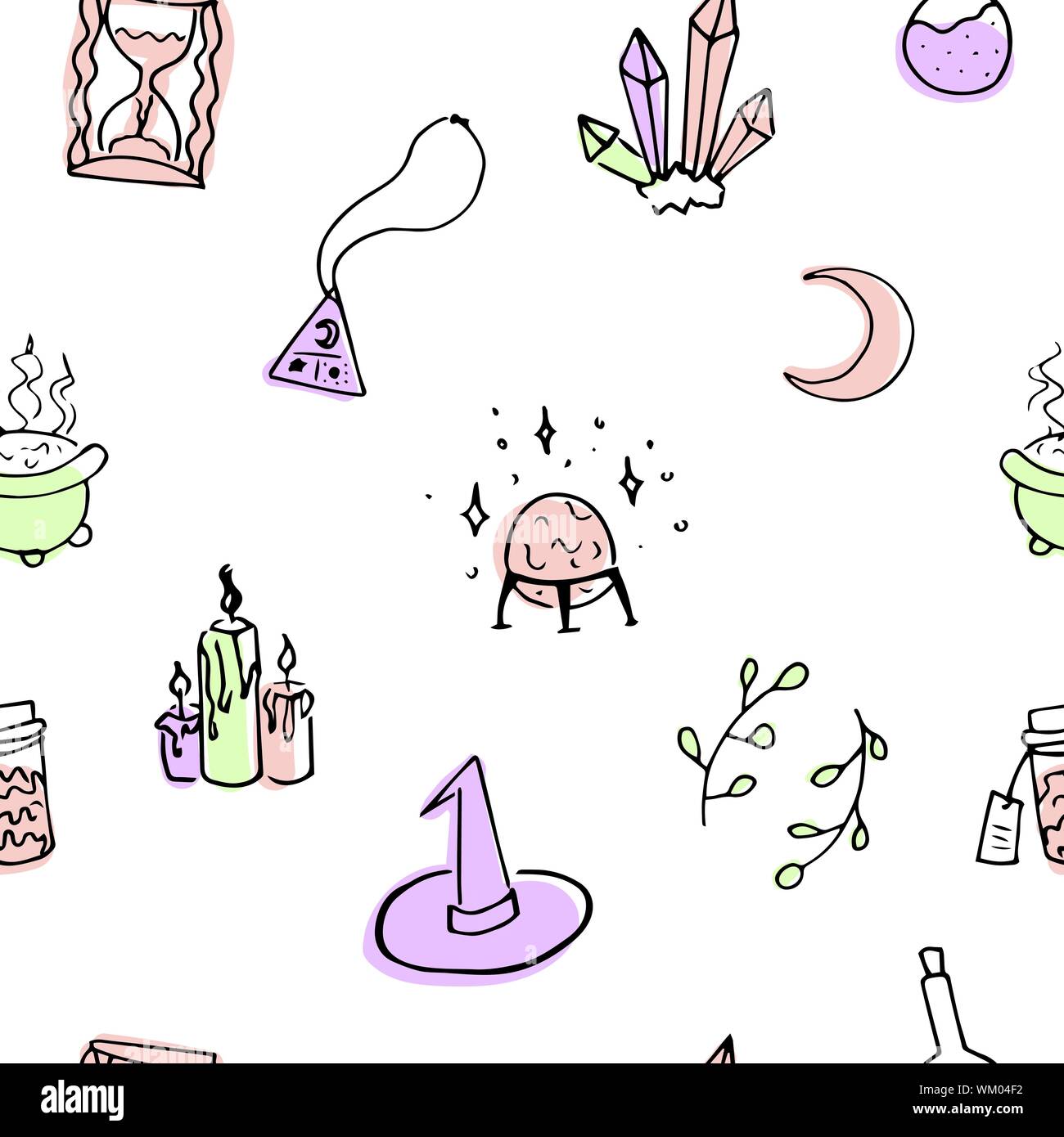 Witchcraft elements seamless pattern for children kids Stock Vector ...