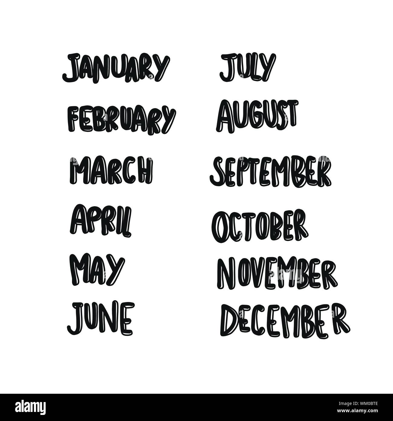 january-to-december-month-comic-style-lettering-vector-illustration