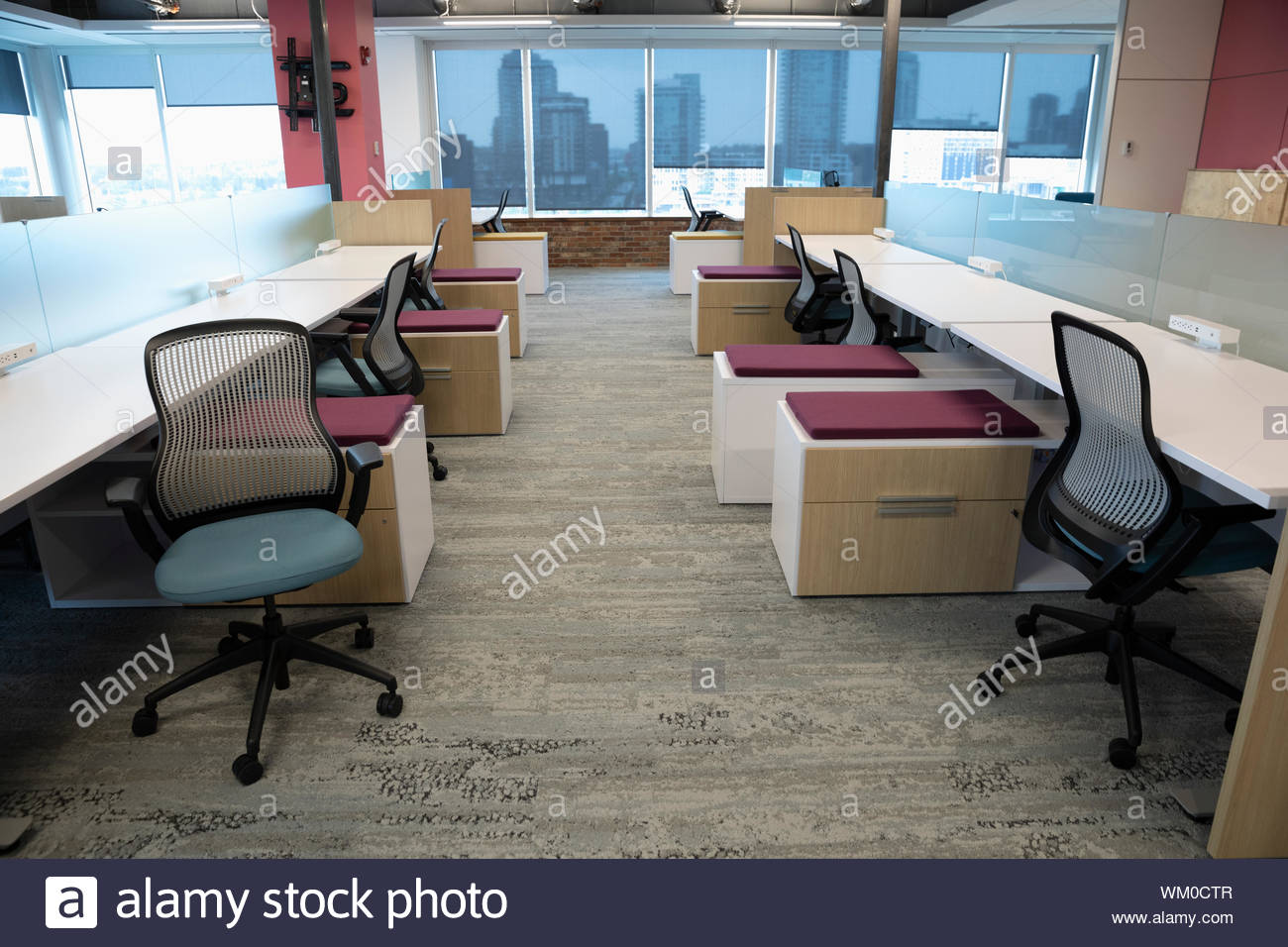 Modern coworking space hot desks Stock Photo