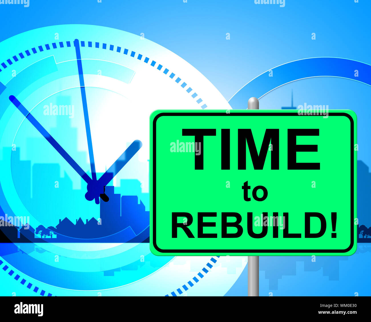 Time To Rebuild Representing At The Moment And Just Now Stock Photo