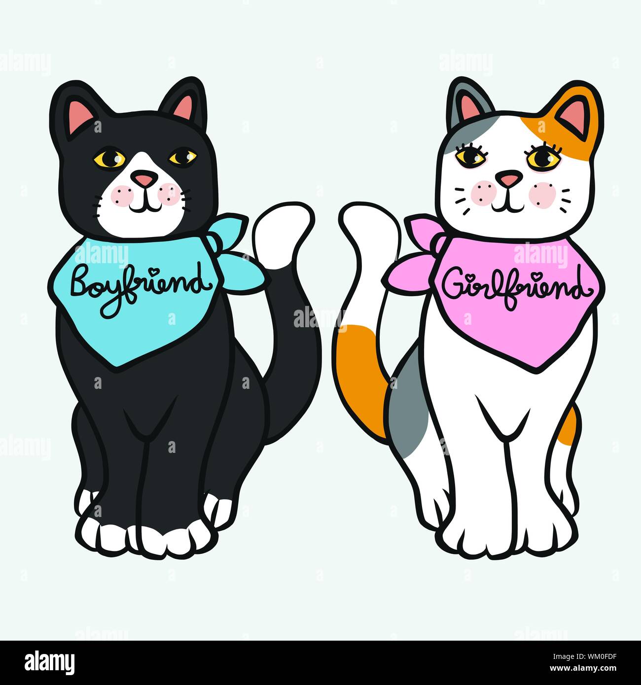 What Is A Black Cat Boyfriend Black cat boyfriend and White cat girlfriend cartoon vector