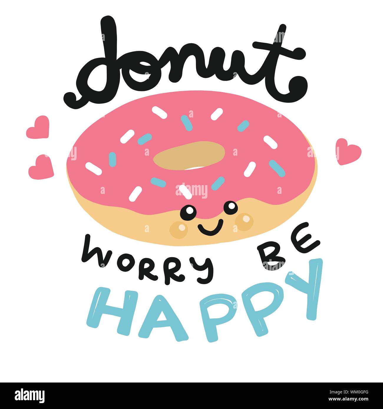 Donut worry be happy Cartoon doodle vector illustration Stock Vector