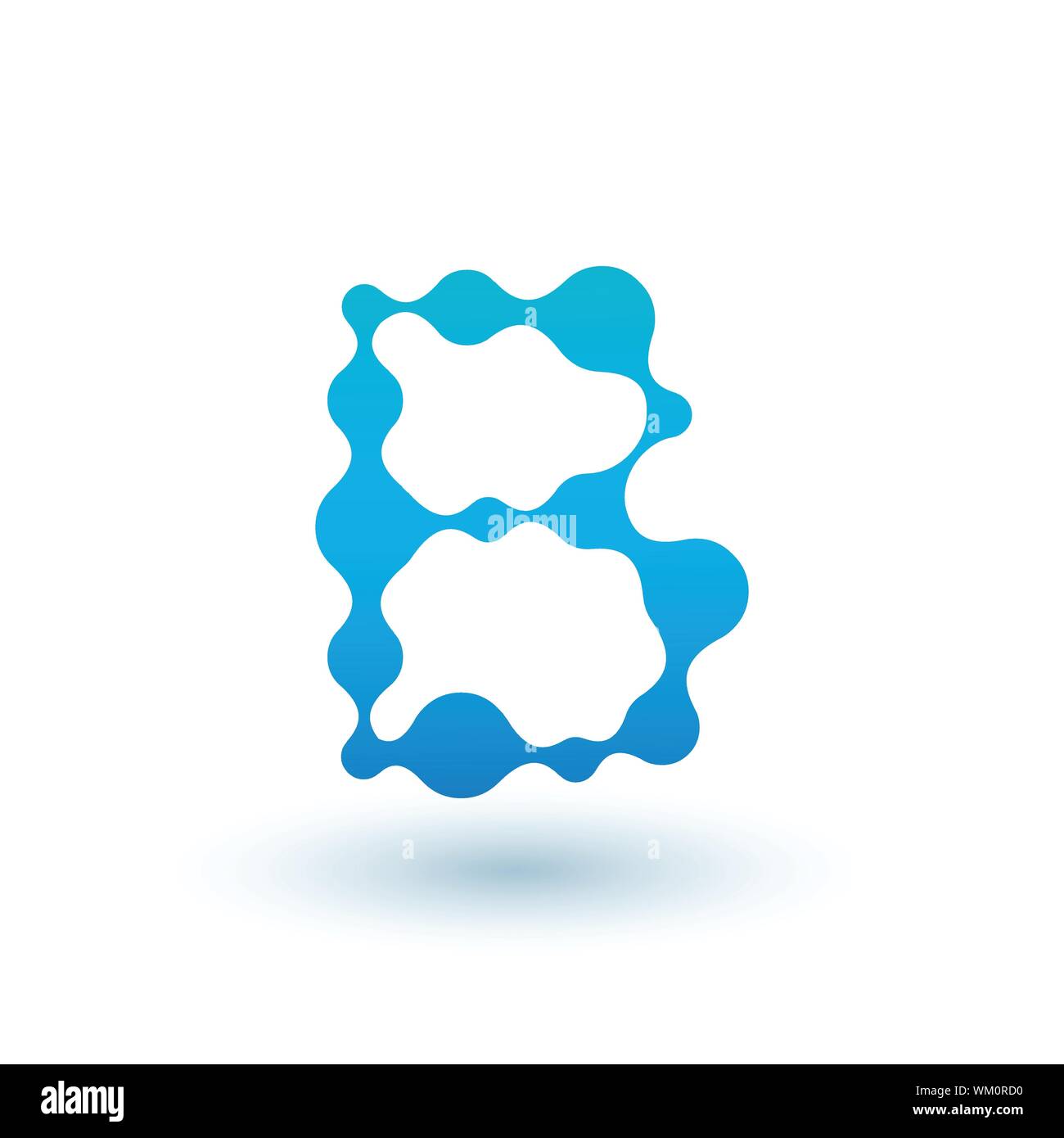 Water molecular initial Letter B Logo design, Fluid liquid Design Element with Dots and shadow. Stock vector illustration isolated on white background Stock Vector