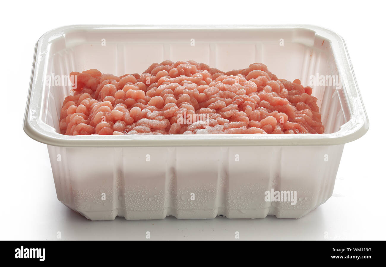 Fresh Minced Meat In The White Plastic Box Stock Photo 270471644