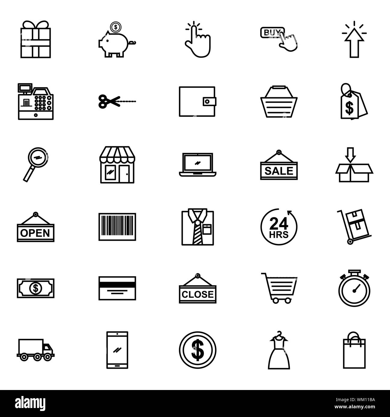 Quality analysis line icons Black and White Stock Photos & Images - Alamy