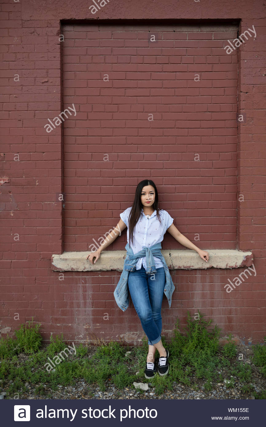 Beautiful Girl Long Legs Against Wall Stock Photo 1490142164