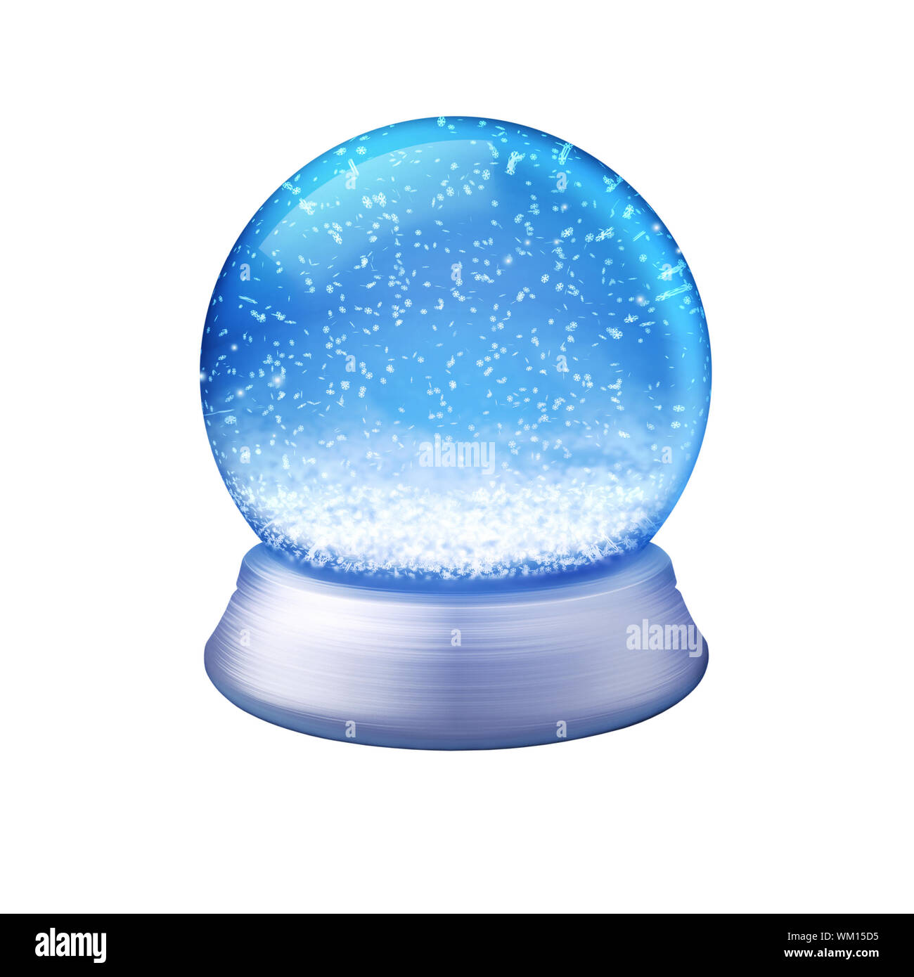 Realistic illustration of an empty snowglobe on white background with path Stock Photo