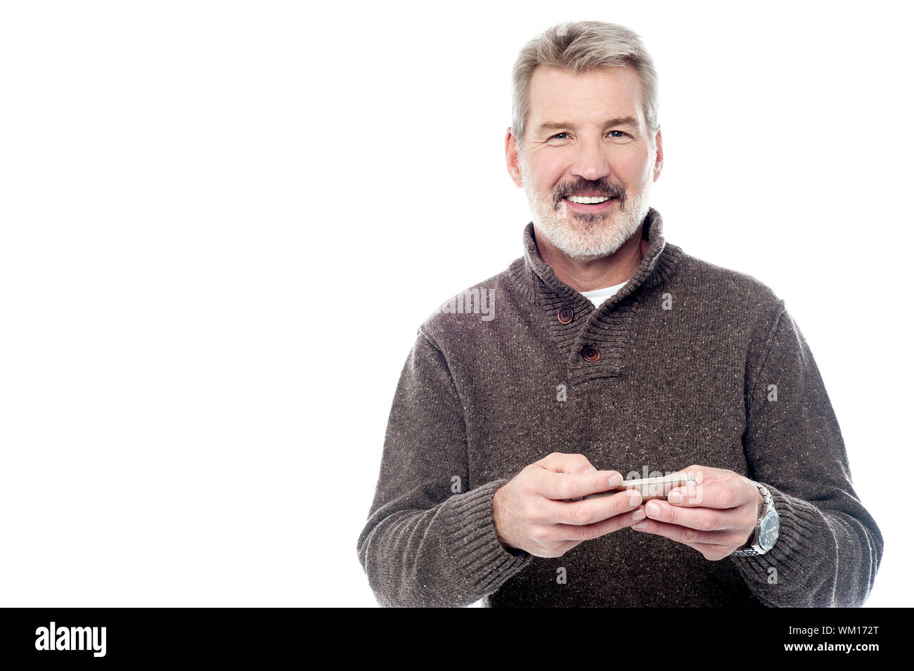 Mature unshaven man mobile hi-res stock photography and images - Alamy