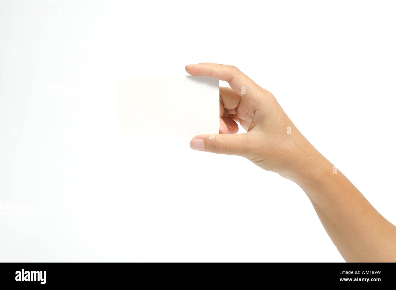 hand holding business card Stock Photo