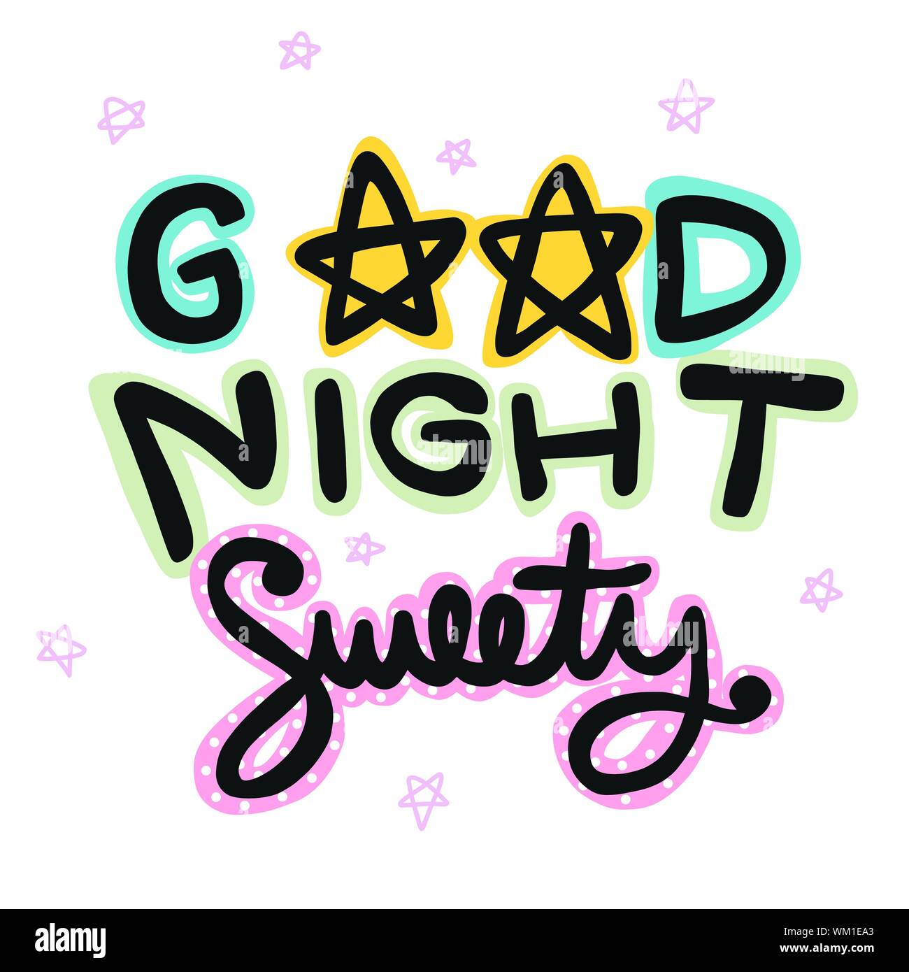 Good night sweety cute word and star vector illustration Stock Vector