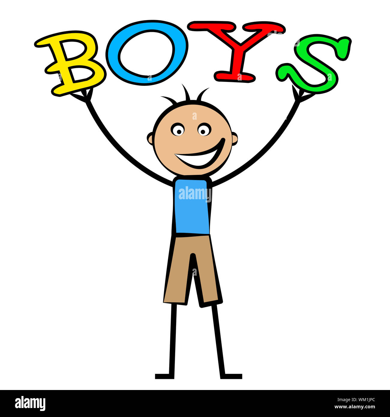 Boys Word Representing Male Youngster And Youth Stock Photo