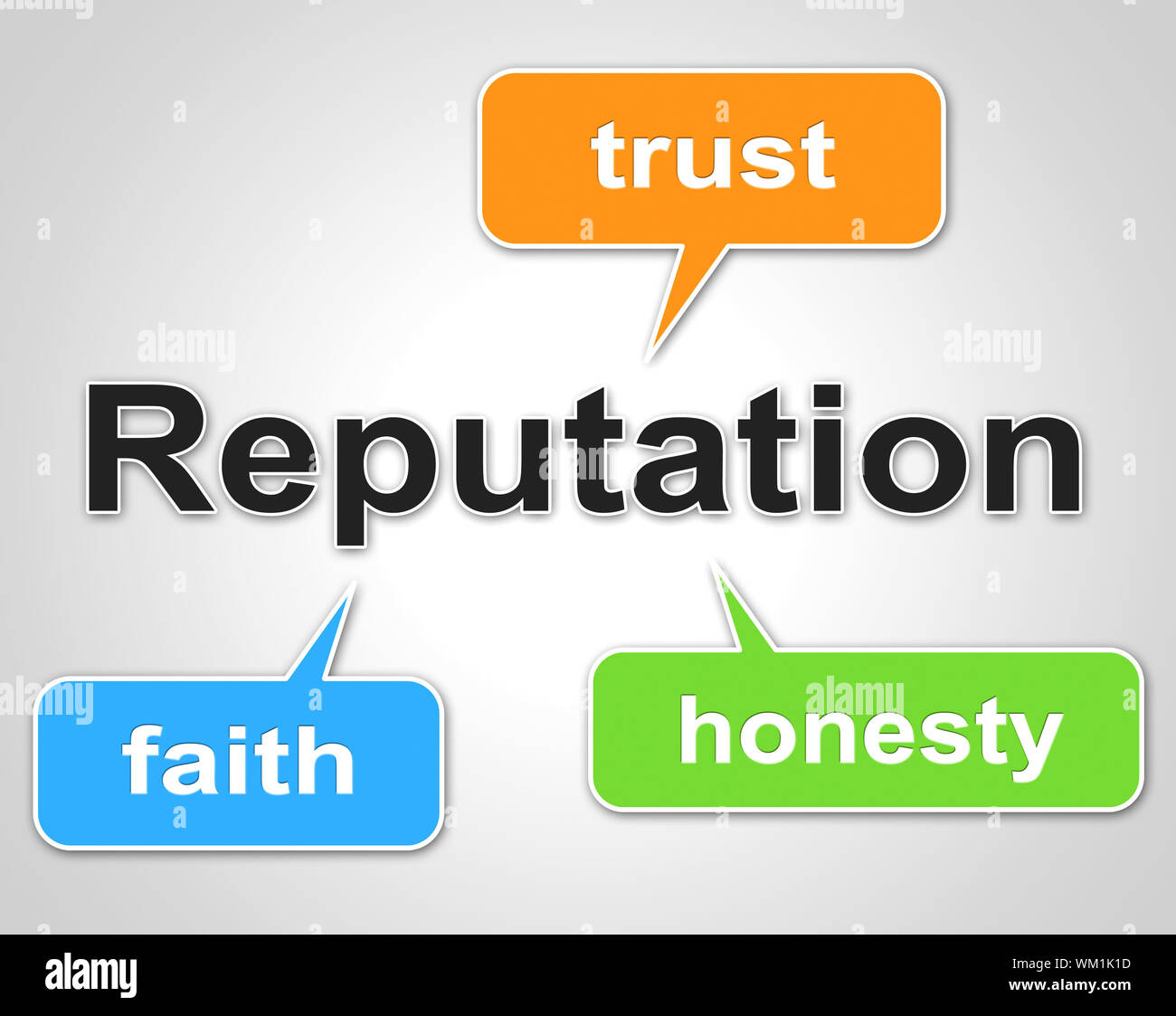 Reputation Words Representing Believe In And Trust Stock Photo - Alamy