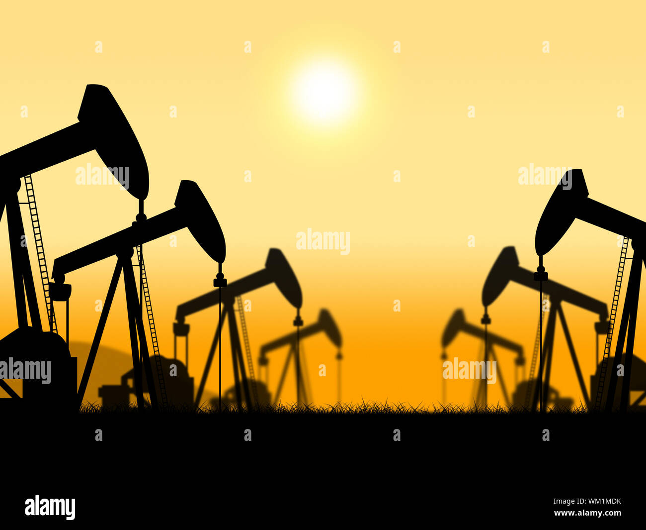 Oil Wells Showing Oilwell Nonrenewable And Petroleum Stock Photo Alamy