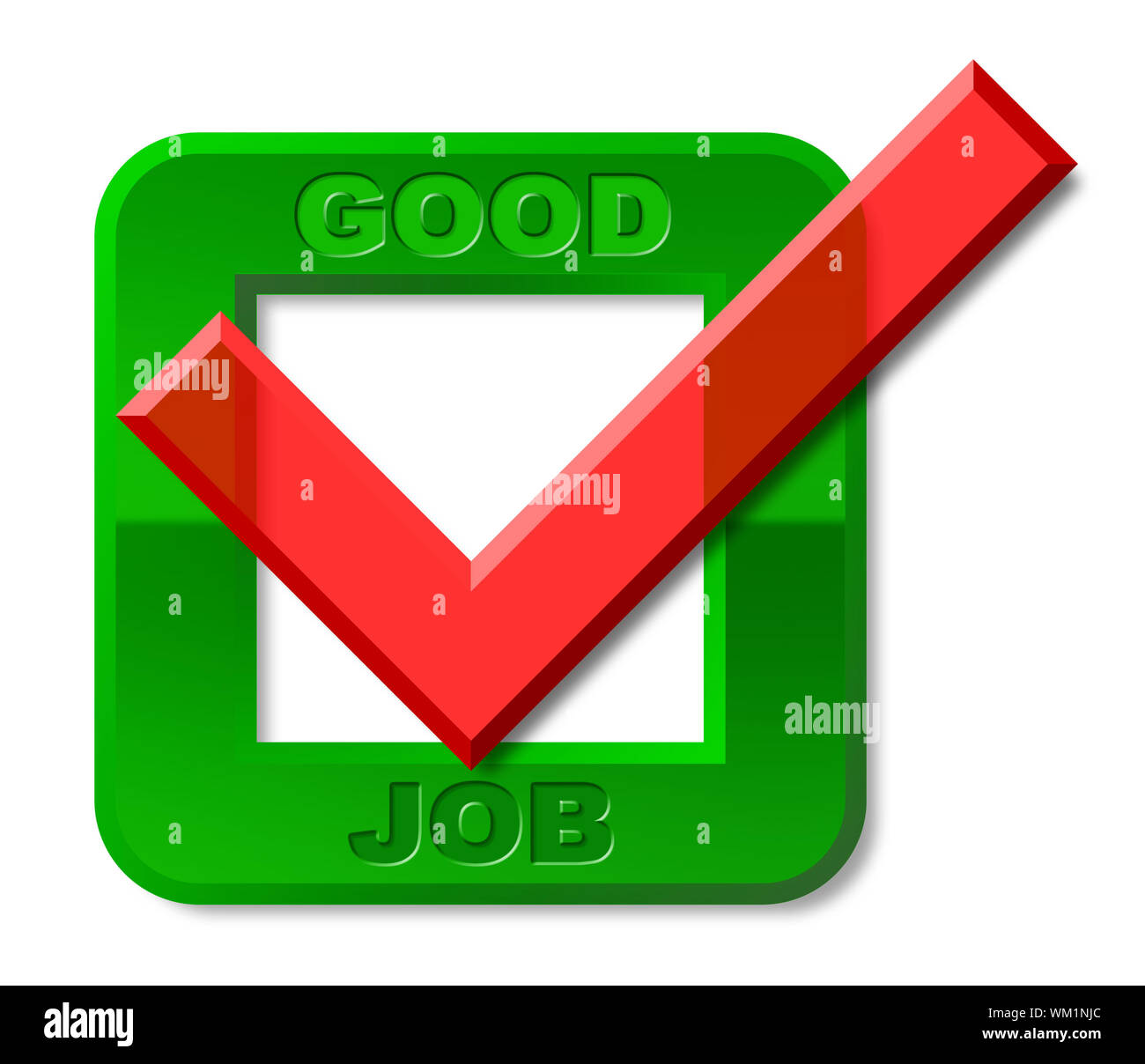 Good Job Tick Meaning High Standard And Jobs Stock Photo