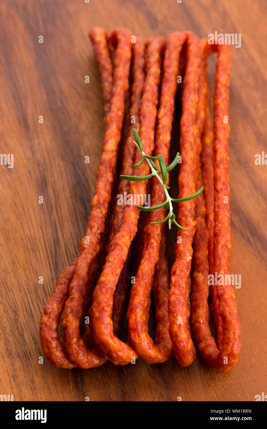 Kabanos - Polish long thin dry sausage made of pork Stock Photo - Alamy