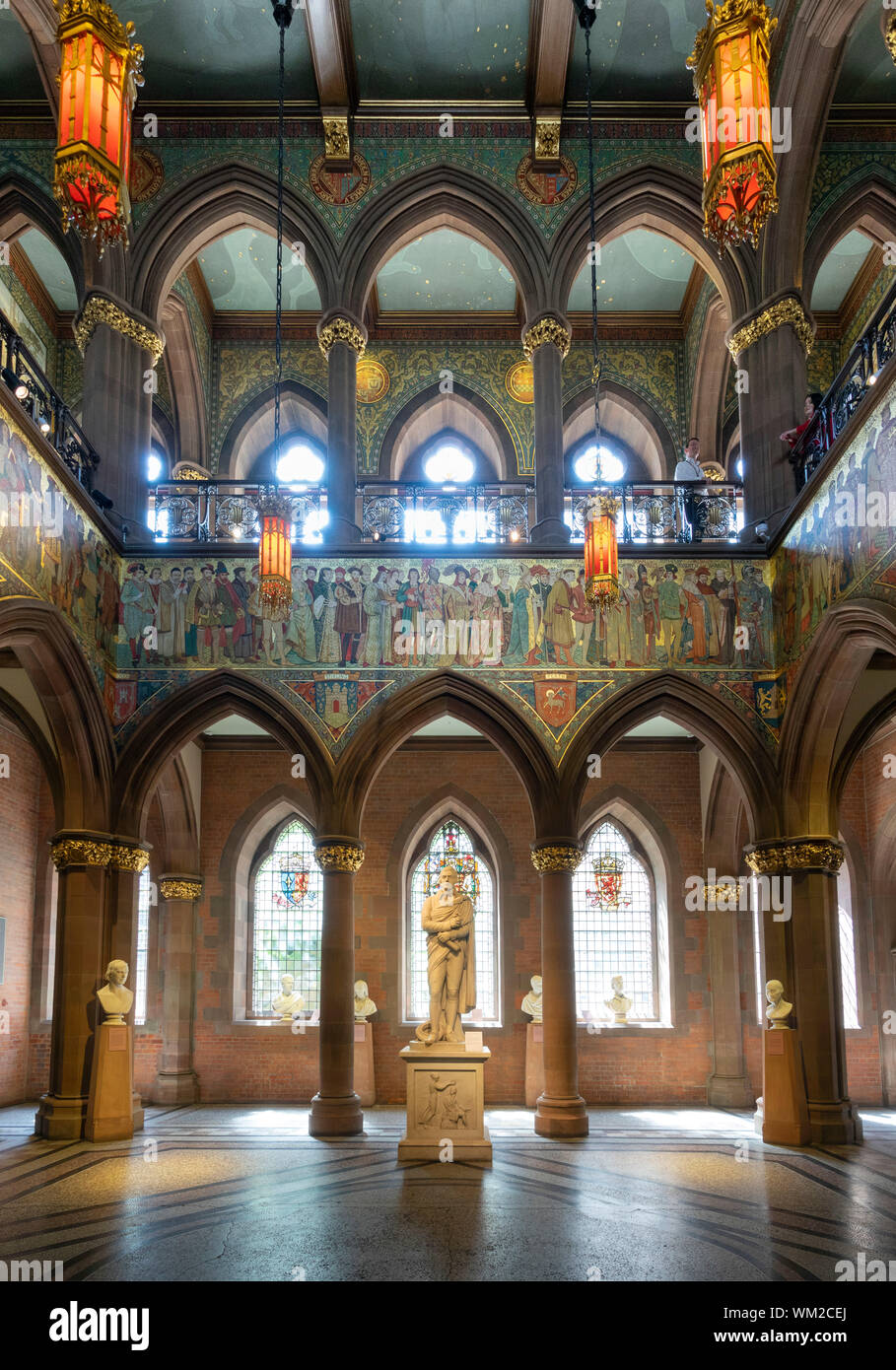 Scottish National Portrait Gallery, Interior with statue of Burns, Edinburgh, Scotland, UK Stock Photo
