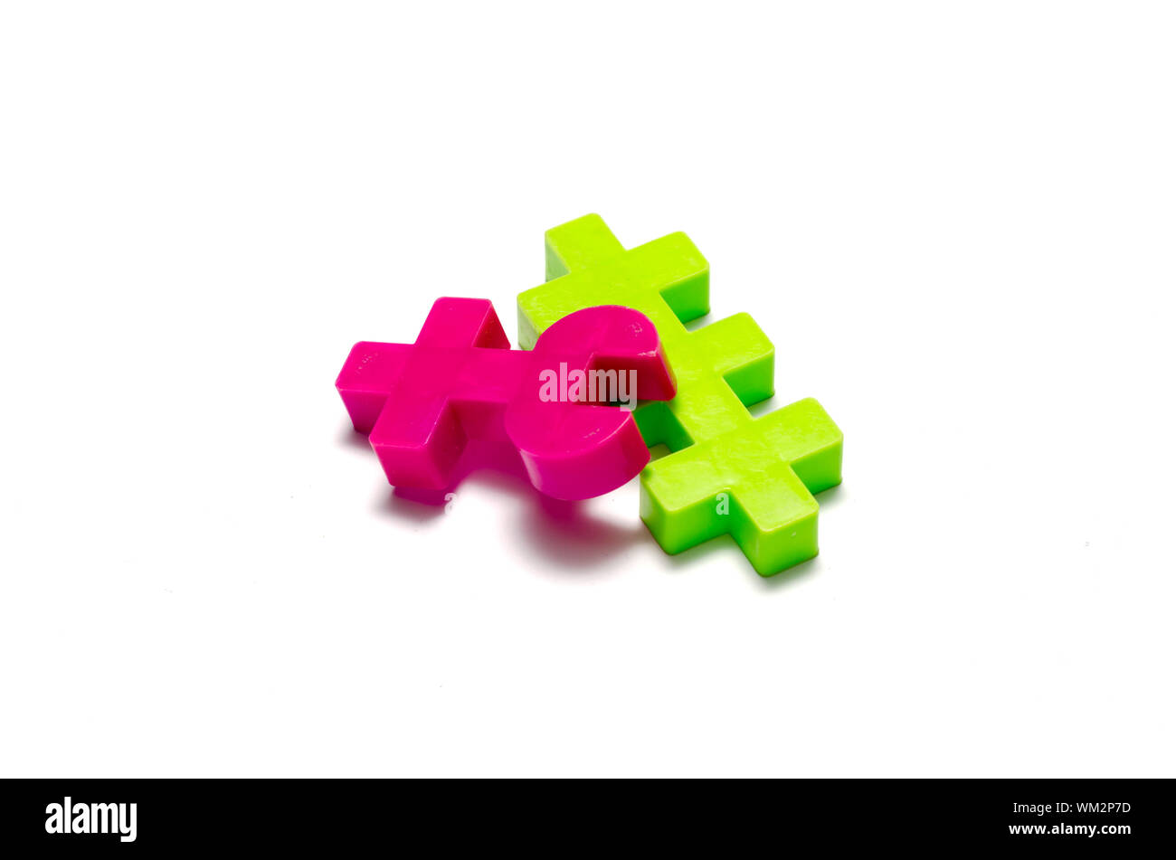 toy plastic blocks on a white background Stock Photo - Alamy