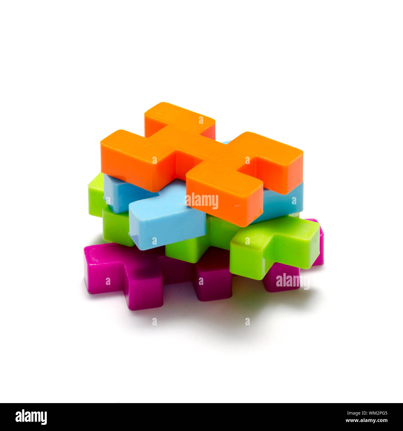 toy plastic blocks on a white background Stock Photo - Alamy