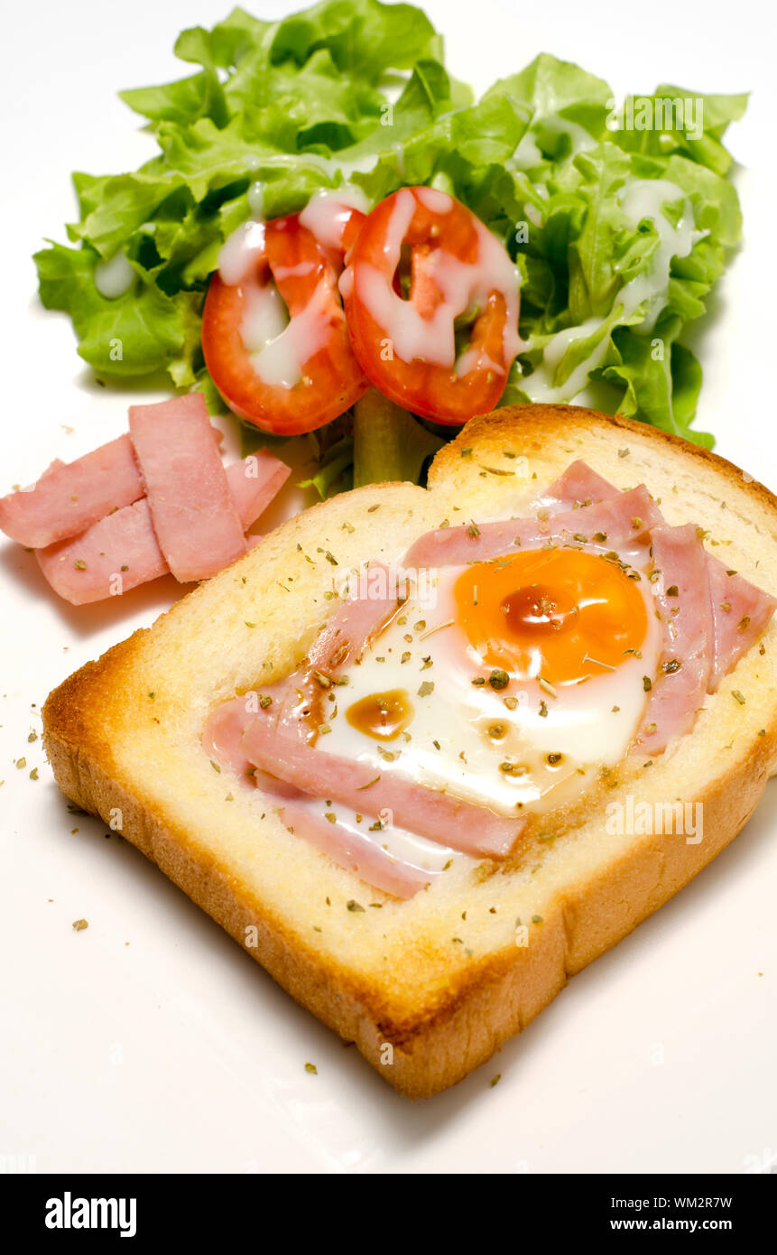 breakfast egg in a hole Stock Photo Alamy