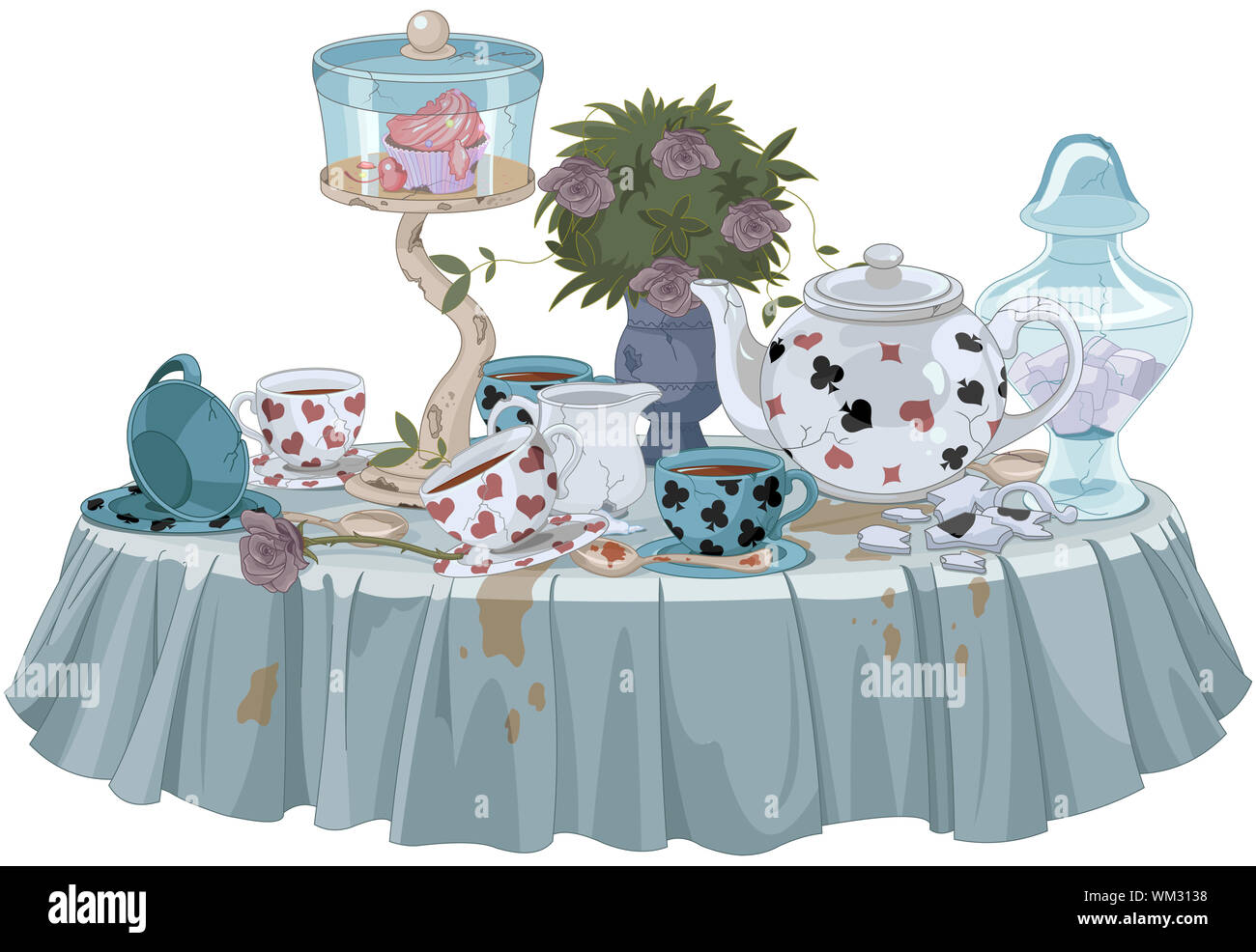 Wonderland Tea Party decorated table Stock Photo