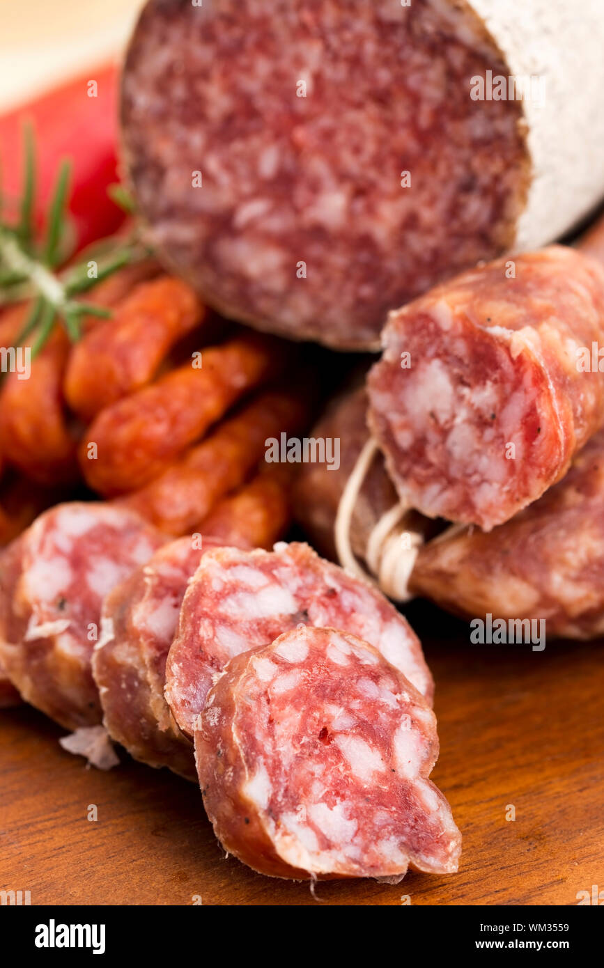 Different sausages and salami Stock Photo Alamy