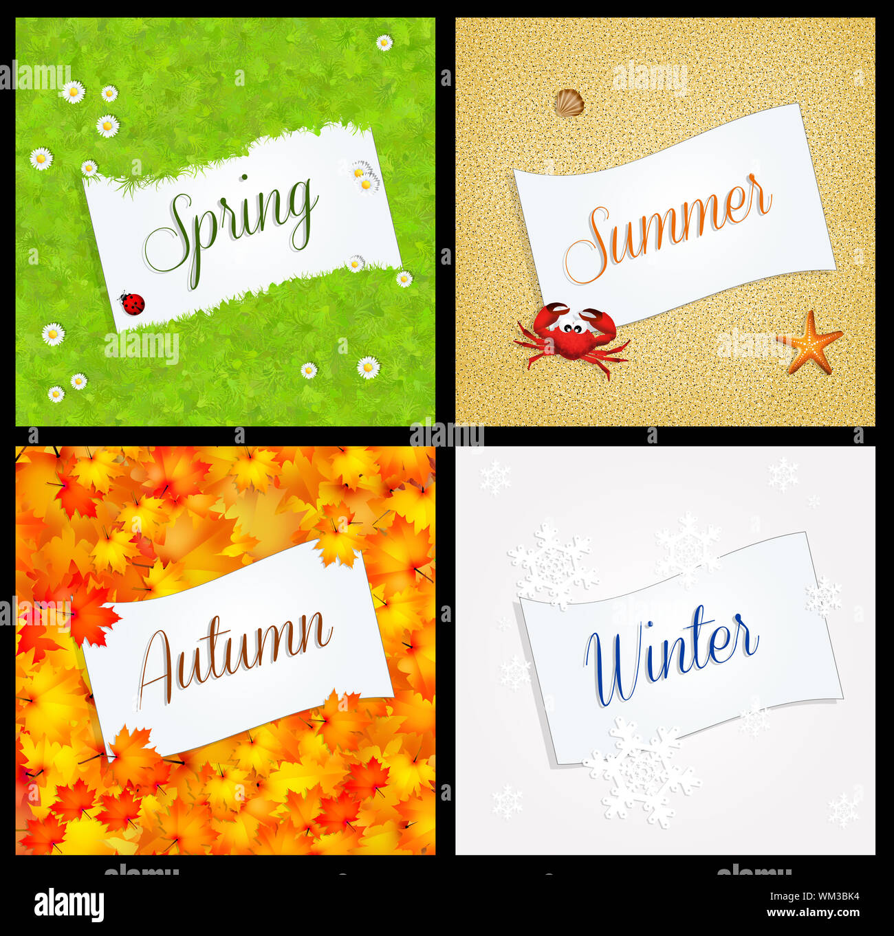 Leaves four seasons collage hi-res stock photography and images - Alamy