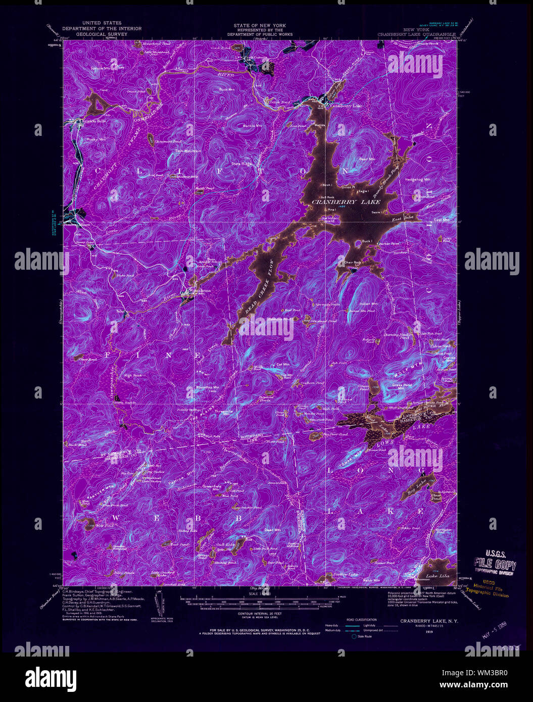 New York NY Cranberry Lake 137735 1919 62500 Inverted Restoration Stock
