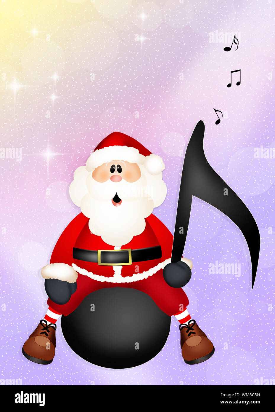 Santa Claus on music note Stock Photo