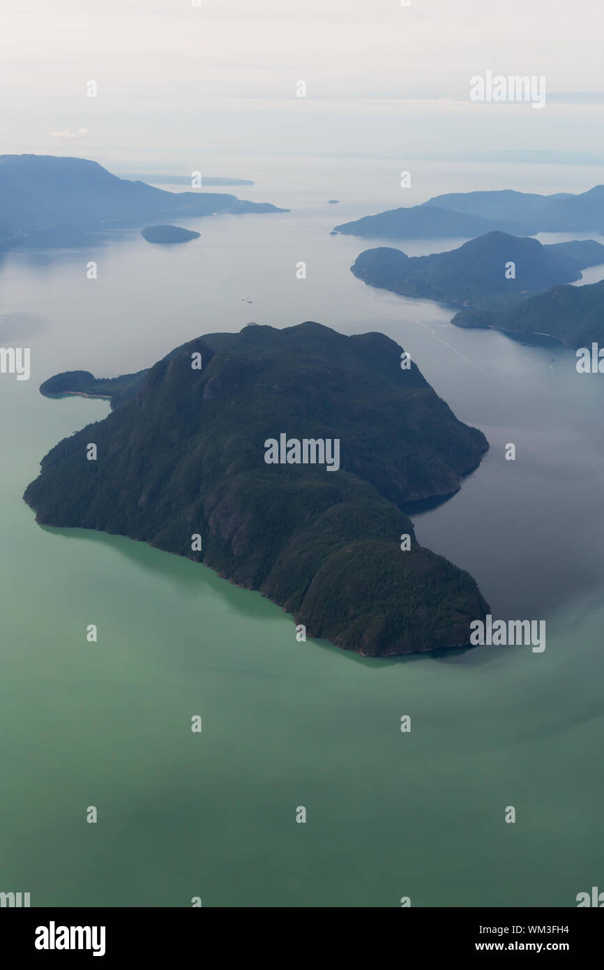 Aerial view of Anvil, Gambier, Bowen and Bowyer Island in Howe Sound
