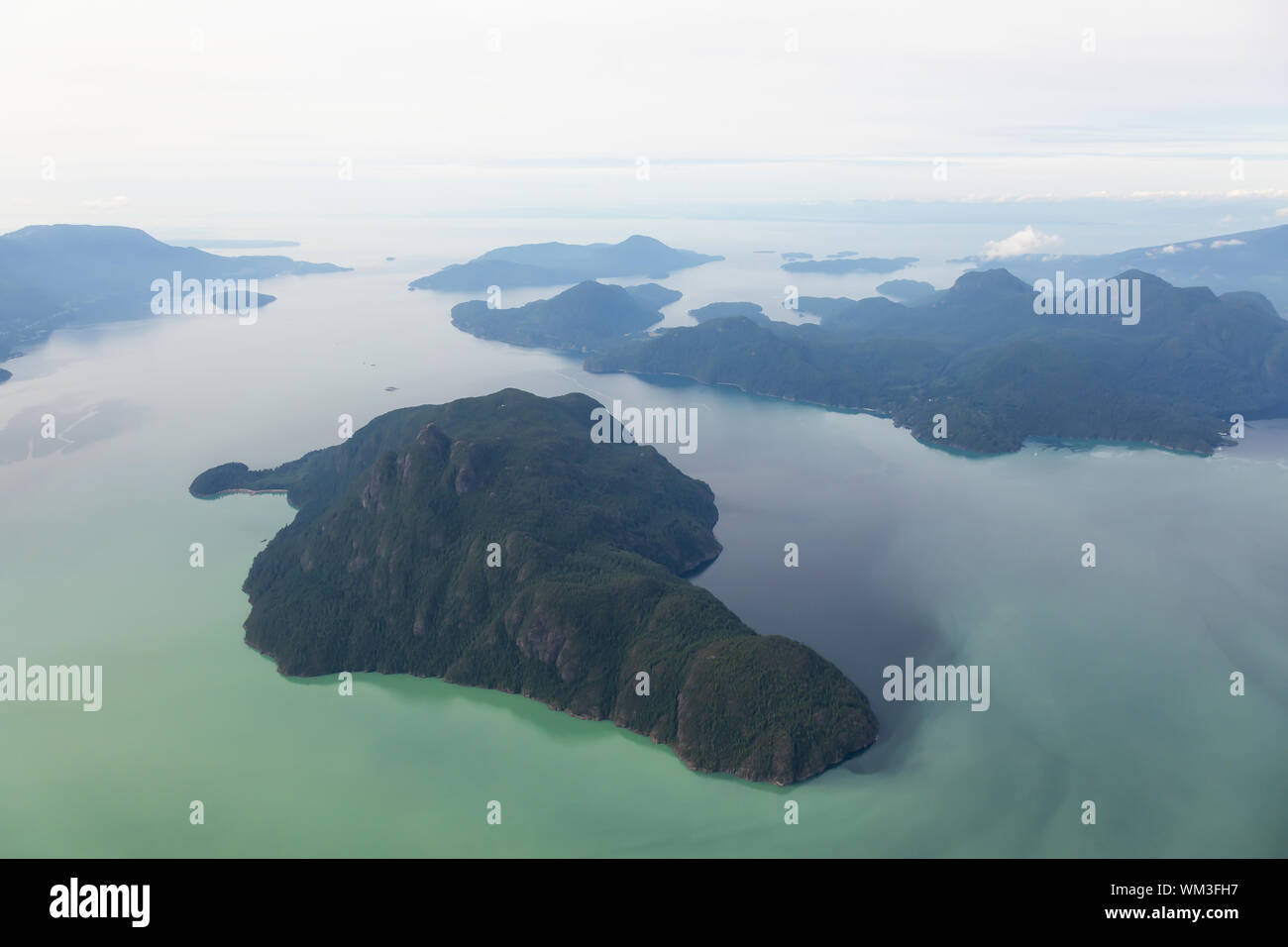 Aerial view of Anvil, Gambier, Bowen and Bowyer Island in Howe Sound