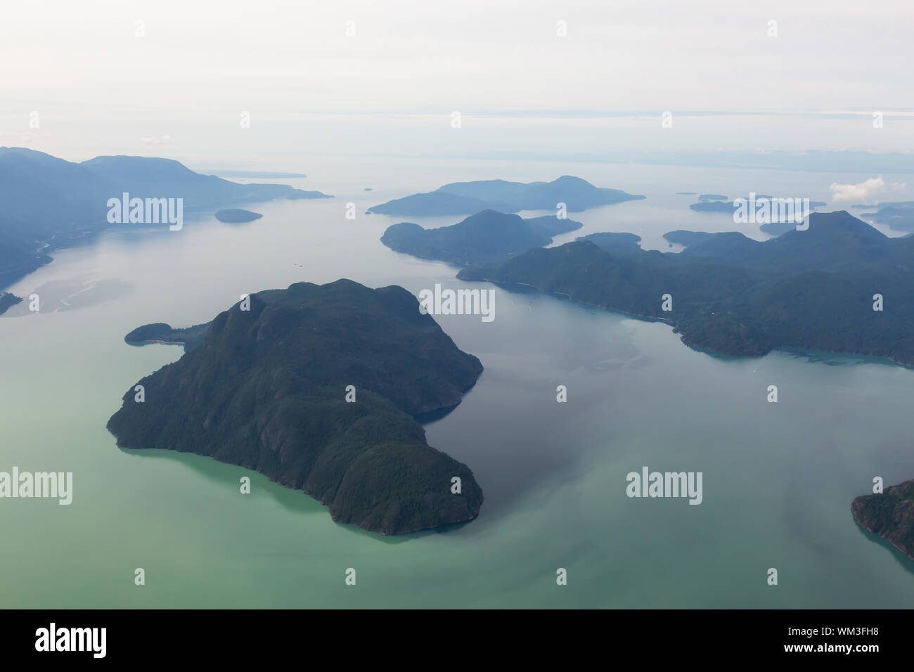 Aerial view of Anvil, Gambier, Bowen and Bowyer Island in Howe Sound