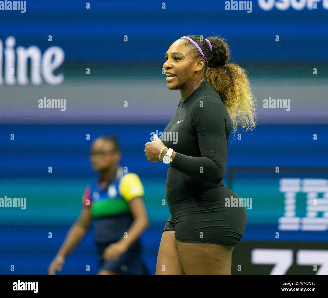 Manchester, United States. 03rd Sep, 2019. Serena Williams (USA) in action during quarter final of US Open Championships against Qiang Wang (China) at Billie Jean King National Tennis Center (Photo by Lev Radin/Pacific Press) Credit: Pacific Press Agency/Alamy Live News Stock Photo