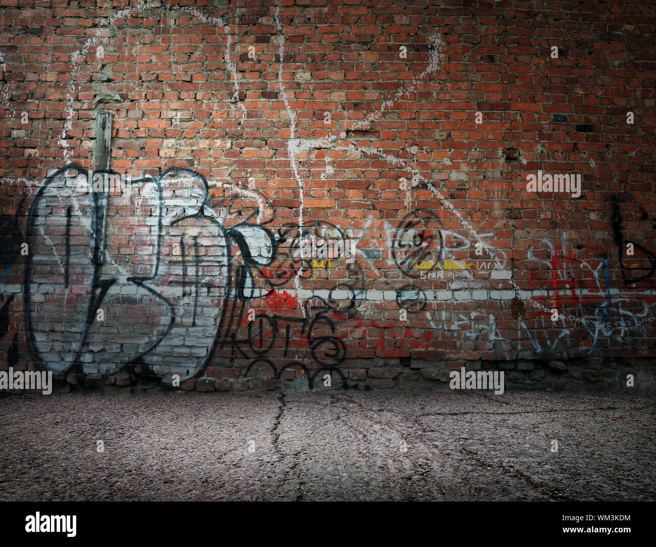 Graffiti on the old wall of red brick Stock Photo Alamy