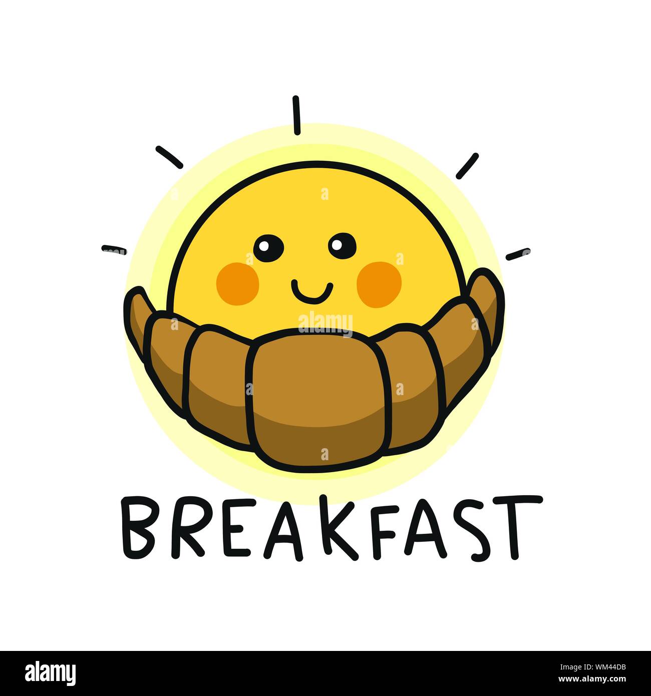 Sun and croissant breakfast cartoon vector illustration Stock Vector