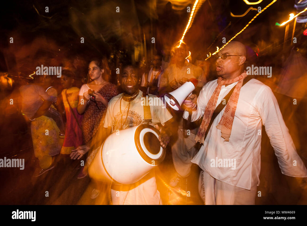 TUCSON, AZ/USA - NOVEMBER 09: Unidentified Hare Krishna performers at the All Souls Procession on November 09, 2014 in Tucson, AZ, USA. Stock Photo
