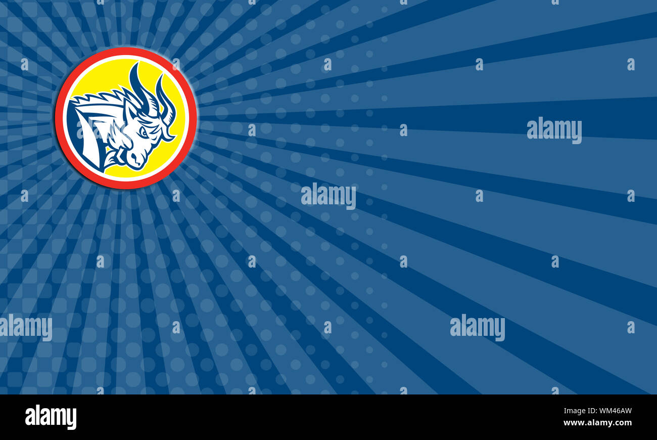 Business card showing illustration of an angry ram mountain goat head ...