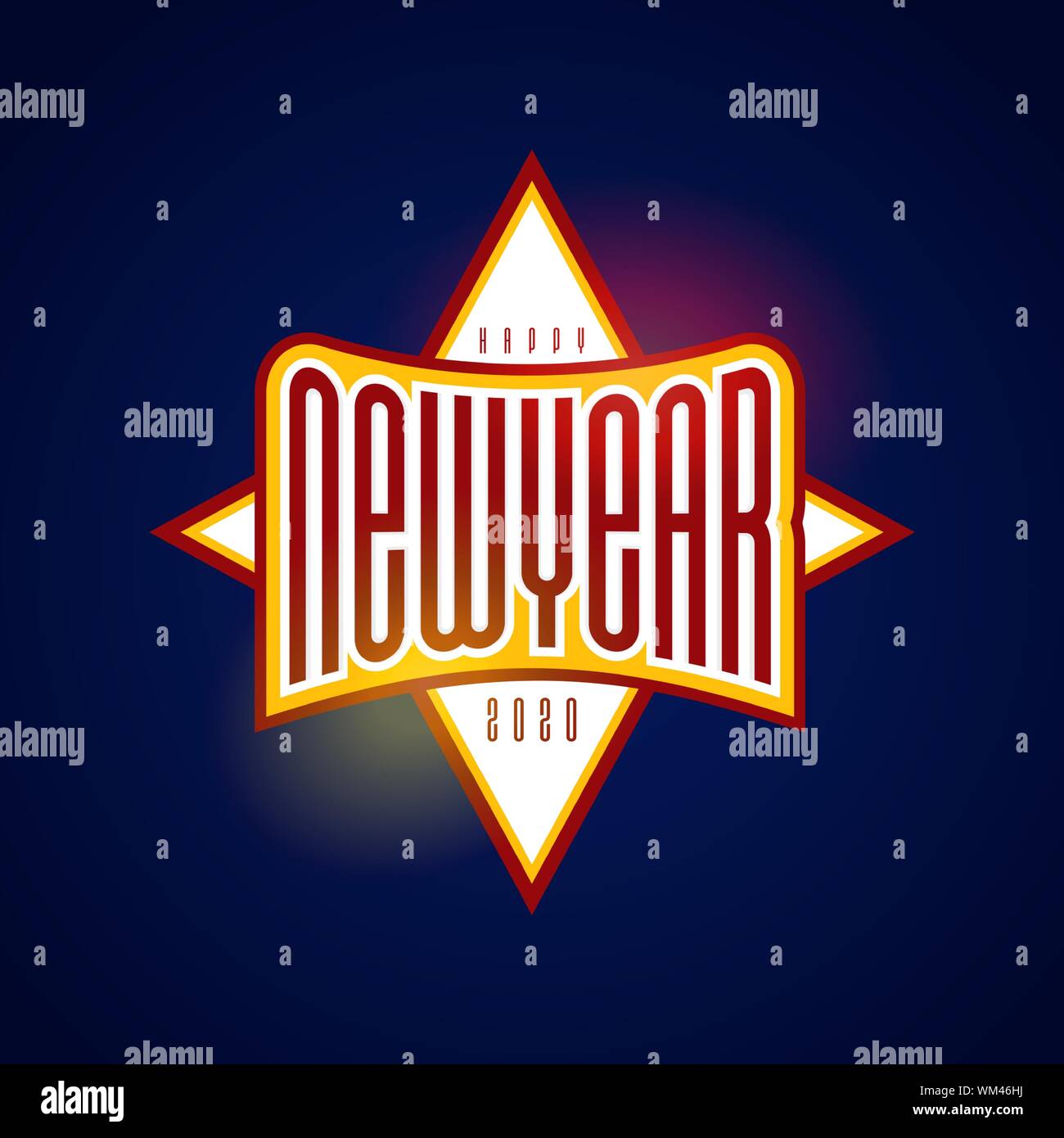 Typography sport super hero emblem with text happy new year 2020. Funny ...