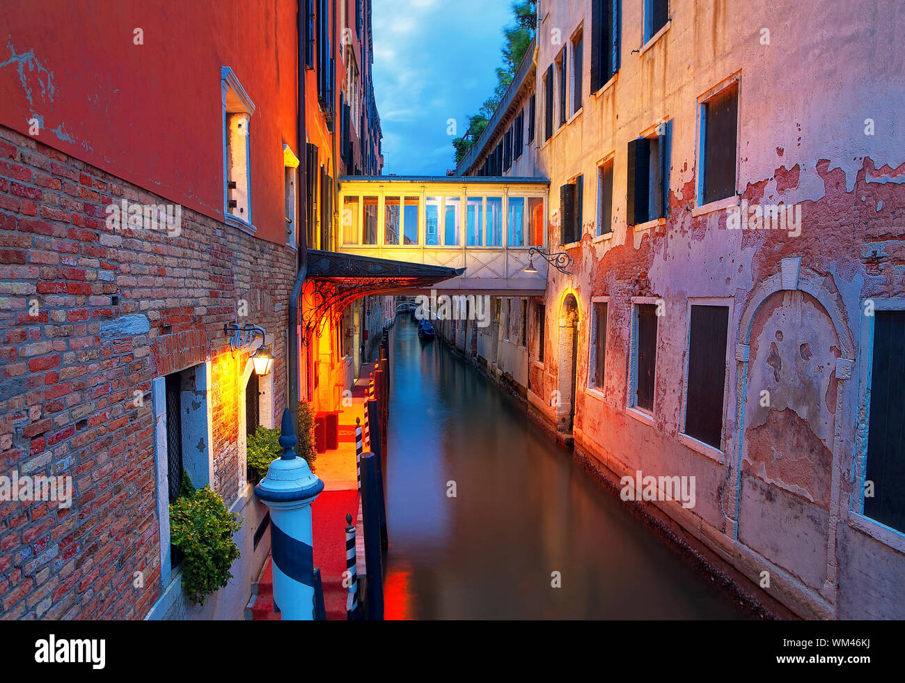beautiful illumination of water canal in Venice Stock Photo - Alamy