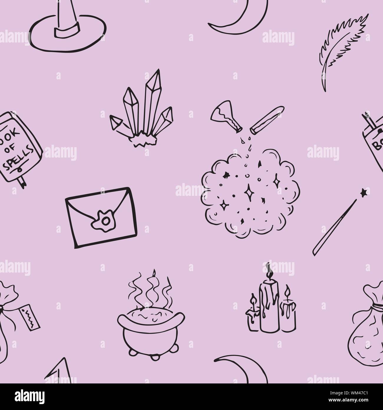 Witchcraft elements seamless pattern for children kids Stock Vector ...