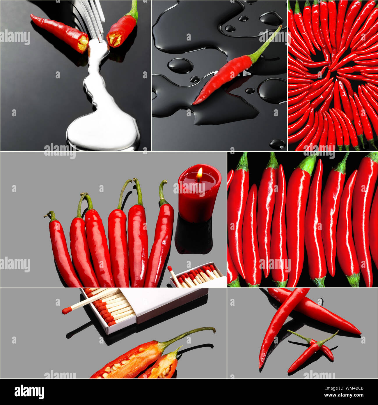 Collage hot chili pepper hi-res stock photography and images - Alamy