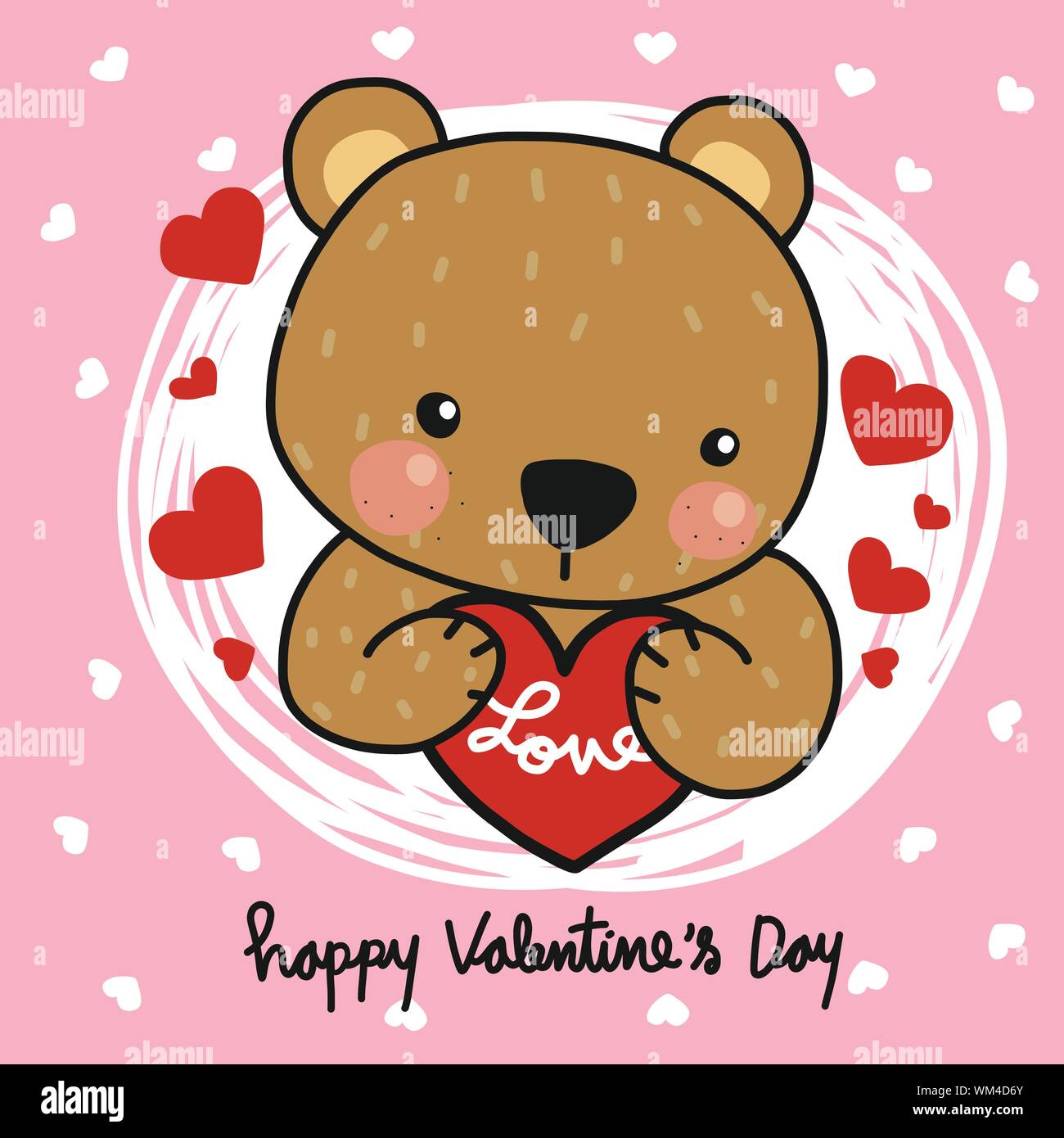 Cute brown bear hugging heart Happy Valentine's Day cartoon vector  illustration doodle style Stock Vector Image & Art - Alamy